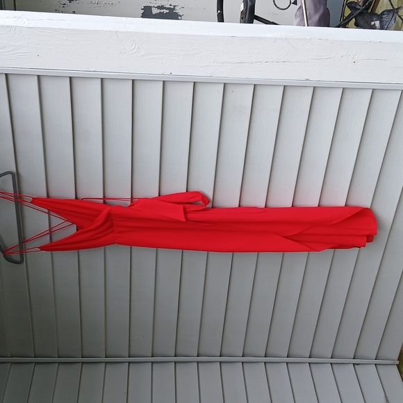 Alice + Olivia Susana Strappy Faux Wrap High Low Red Dress with Belt - Picture 8 of 8